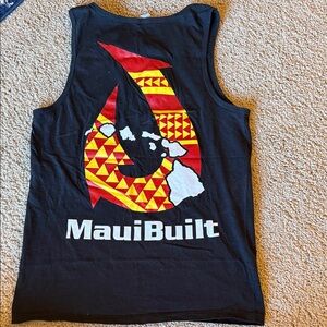 Alstyle Maui Built Yellow & Red Hook Logo Black Tank Top